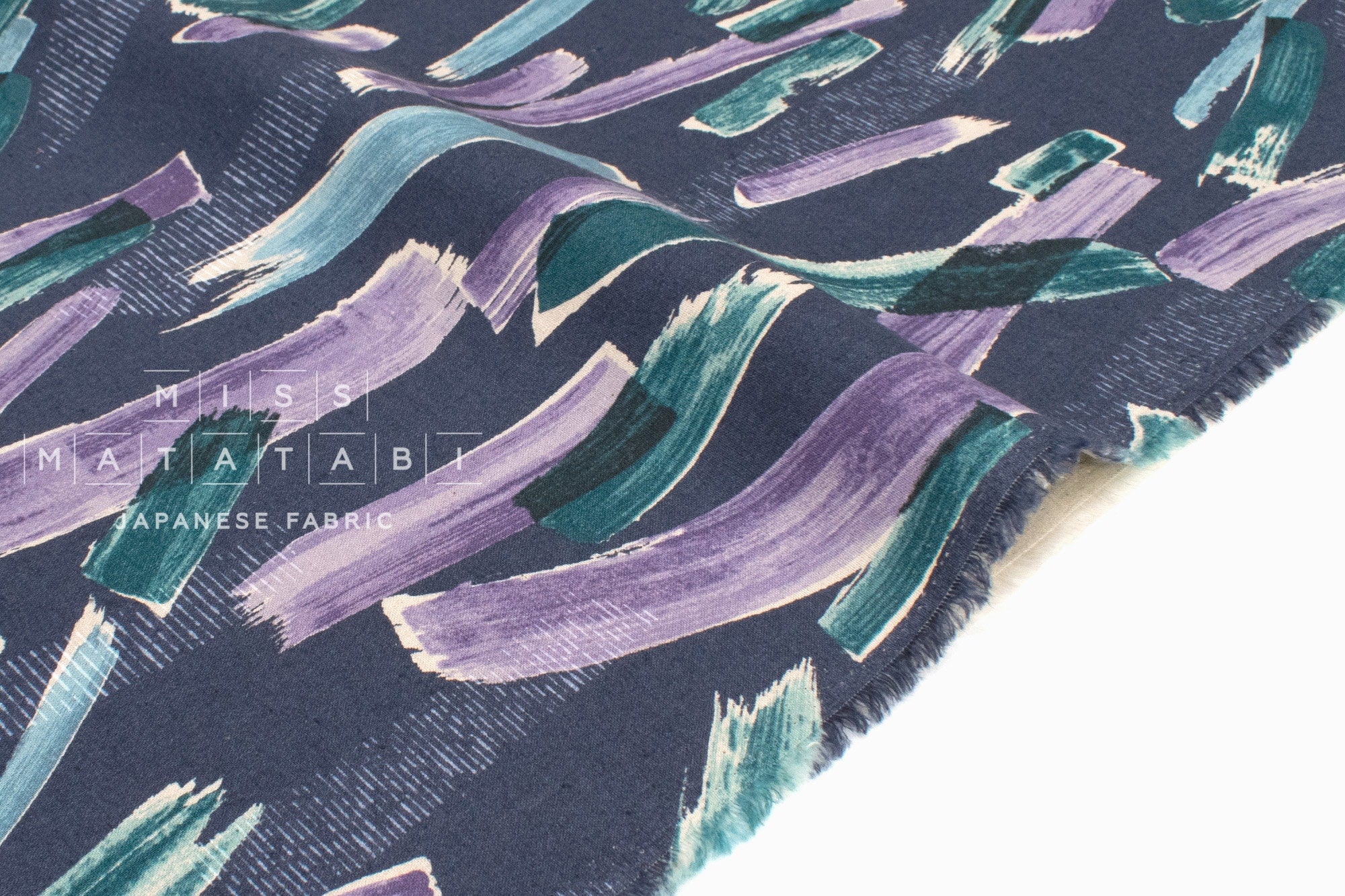 Japanese Fabric Brushstrokes Linen Blend - E - 50cm