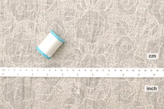 Japanese Fabric Shokunin Collection Yarn-Dyed Sun-Dried Embroidered Roses Double Gauze - light grey - 50cm