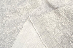 Japanese Fabric Shokunin Collection Yarn-Dyed Sun-Dried Embroidered Roses Double Gauze - light grey - 50cm