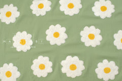Japanese Fabric Punch Needling Style Floral Embroidery II - green - 50cm