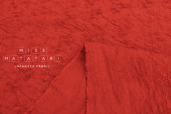 Japanese Fabric Shokunin Collection Sun-Dried Embroidered Floral Cotton Batiste - red - 50cm