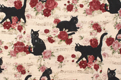 Japanese Fabric Boy Cat and Music - A - 50cm