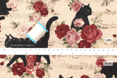 Japanese Fabric Boy Cat and Music - A - 50cm