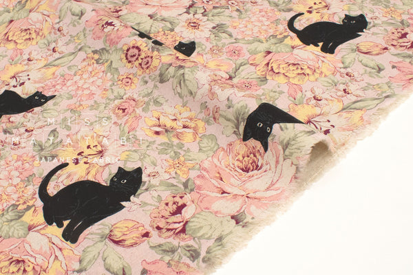 Japanese Fabric Boy Cat and Flowers - B - 50cm