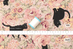 Japanese Fabric Boy Cat and Flowers - B - 50cm