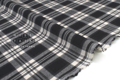 DEADSTOCK Japanese Fabric Yarn Dyed Cotton Plaid - black - 50cm