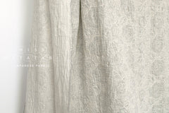 Japanese Fabric Shokunin Collection Yarn-Dyed Sun-Dried Embroidered Roses Double Gauze - light grey - 50cm