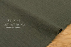 Japanese Fabric Momiji Tsumugi Washed Dobby - fukamidori - 50cm