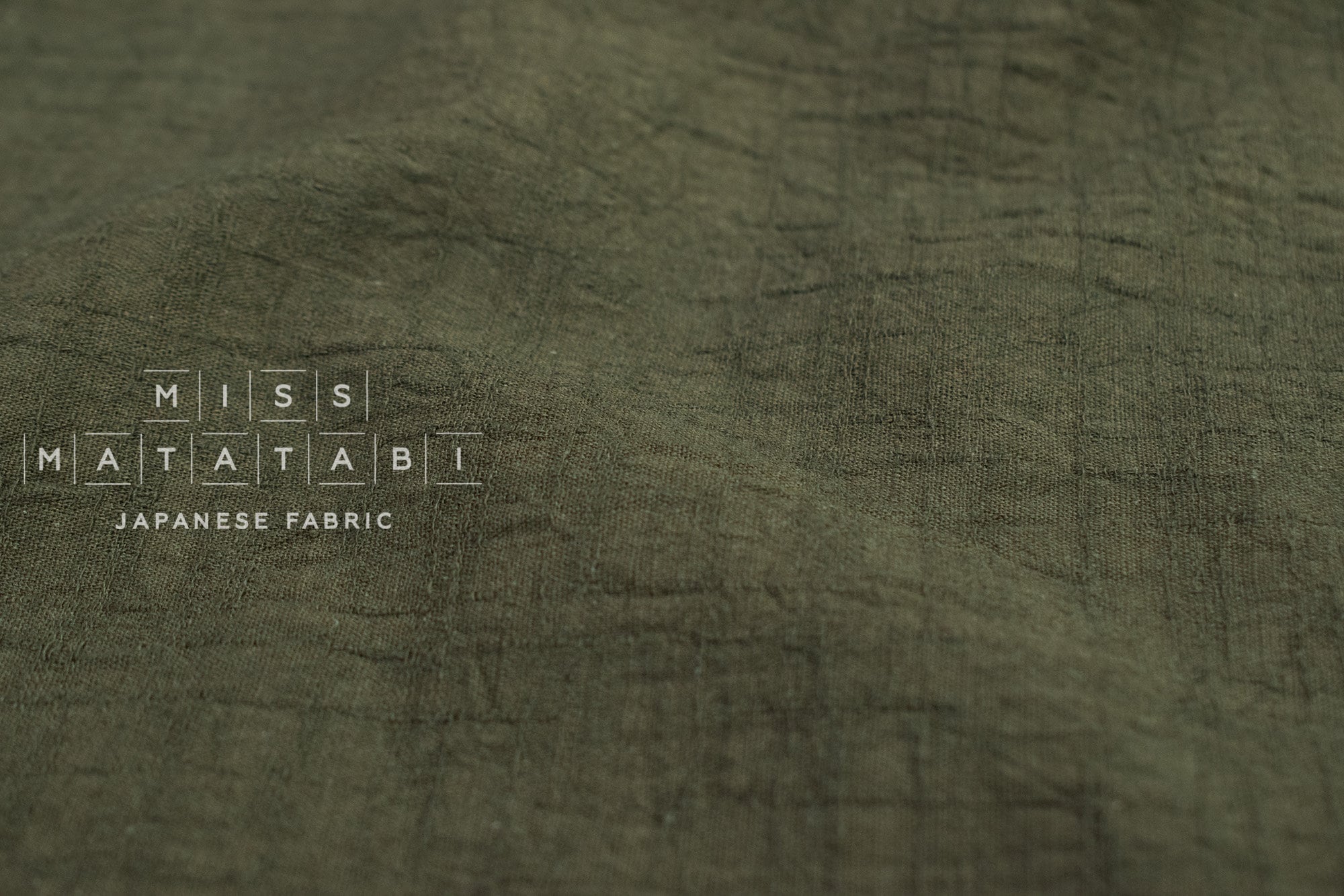 Japanese Fabric Momiji Tsumugi Washed Dobby - fukamidori - 50cm