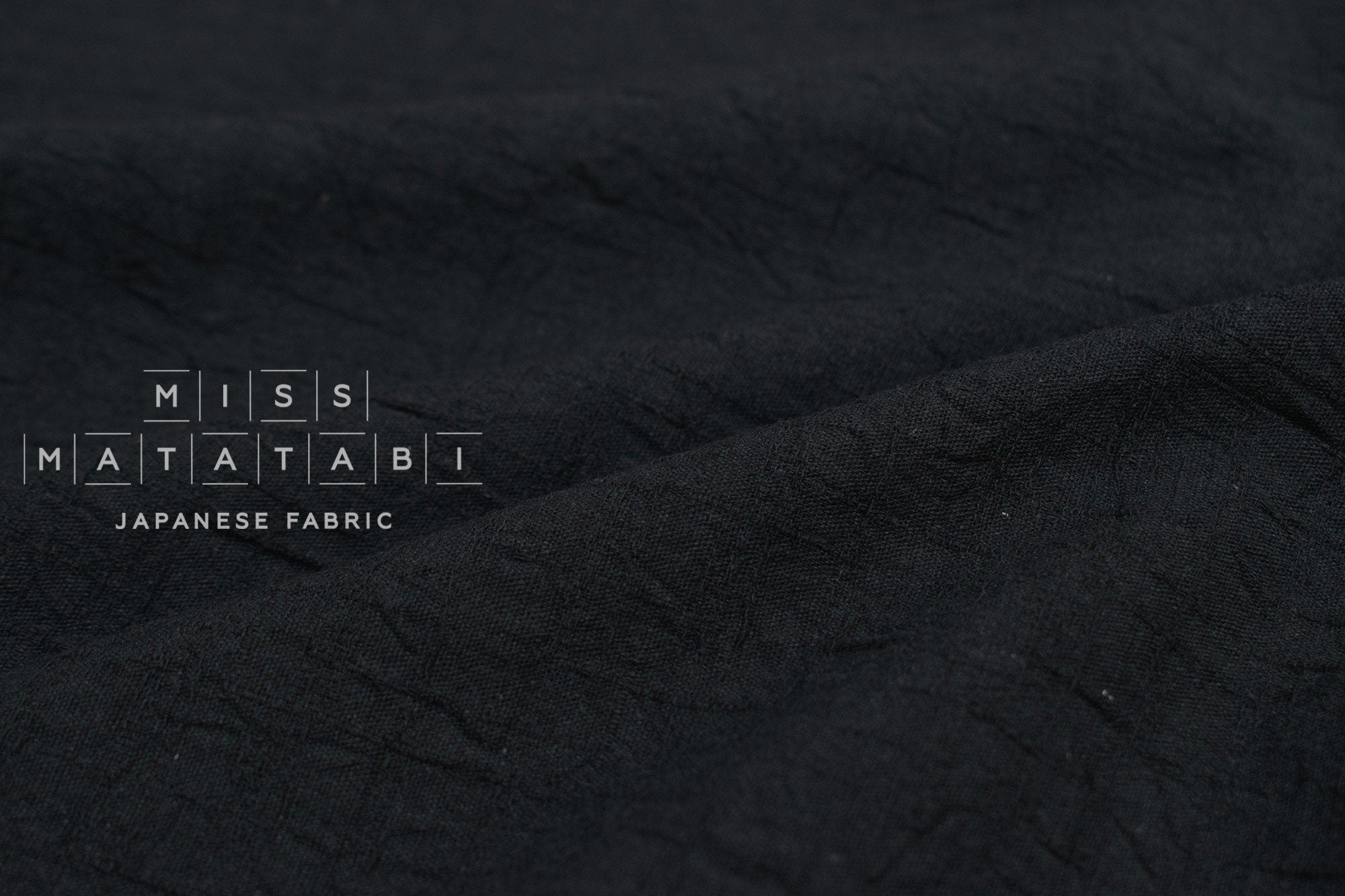 Japanese Fabric Momiji Tsumugi Washed Dobby - shikkoku - 50cm