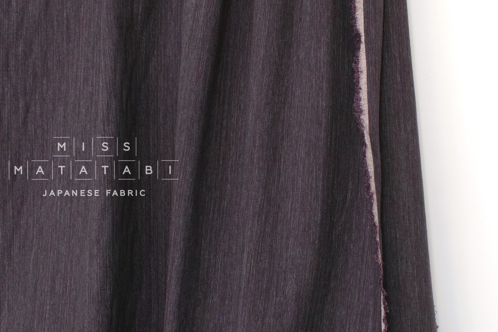 Japanese Fabric Shokunin Collection Washed Yarn-Dyed Rayon Linen Blend - eggplant - 50cm
