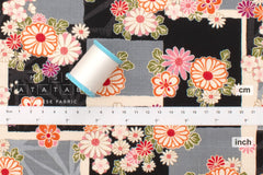 DEADSTOCK Japanese Fabric Wagara Windows - black, grey - 50cm