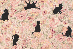 Japanese Fabric Boy Cat and Flowers - B - 50cm