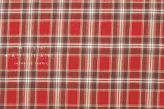 DEADSTOCK Japanese Fabric Yarn Dyed Cotton Plaid - red - 50cm
