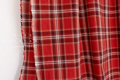 DEADSTOCK Japanese Fabric Yarn Dyed Cotton Plaid - red - 50cm