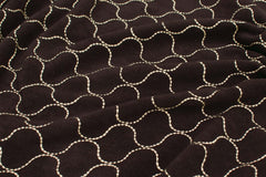 DEADSTOCK Japanese Fabric Embroidered Fleece - dark chocolate brown - 50cm