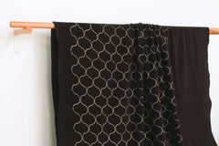 DEADSTOCK Japanese Fabric Embroidered Fleece - dark chocolate brown - 50cm