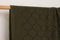 DEADSTOCK Japanese Fabric Embroidered Fleece - olive green - 50cm