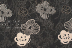 Japanese Fabric Yarn Dyed Woven Jacquard A - black, latte - 50cm