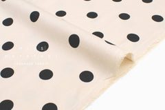 DEADSTOCK Japanese Fabric Polka Dots Brushed Cotton - cream, black - 50cm