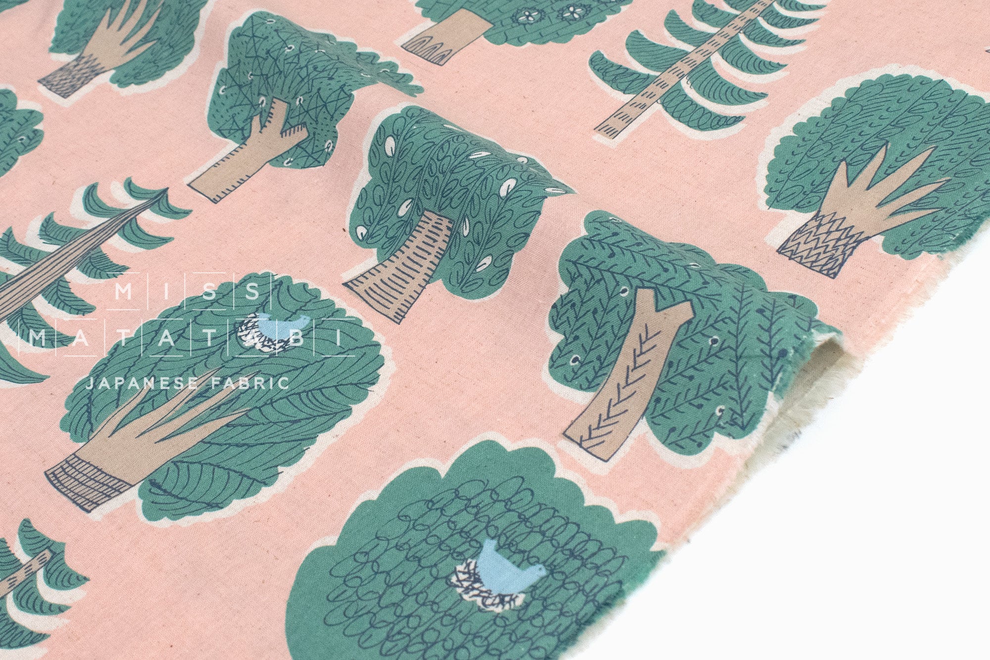 DEADSTOCK Japanese Fabric Trees Linen Blend - B - 50cm