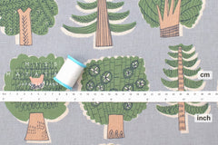 DEADSTOCK Japanese Fabric Trees Linen Blend - C - 50cm