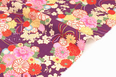 DEADSTOCK - Japanese Fabric Floral Ties - purple - 50cm