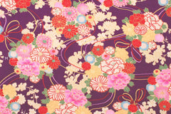 DEADSTOCK - Japanese Fabric Floral Ties - purple - 50cm