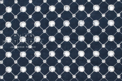 DEADSTOCK - Japanese Fabric Embroidered Eyelet Linen - navy - 50cm