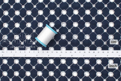 DEADSTOCK - Japanese Fabric Embroidered Eyelet Linen - navy - 50cm