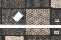 Japanese Fabric Yarn Dyed Woven Jacquard Patch - black, latte - 50cm