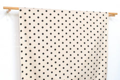 DEADSTOCK Japanese Fabric Polka Dots Brushed Cotton - cream, black - 50cm