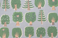 DEADSTOCK Japanese Fabric Trees Linen Blend - C - 50cm