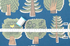 DEADSTOCK Japanese Fabric Trees Linen Blend - E - 50cm