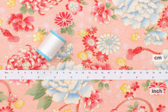 DEADSTOCK - Japanese Fabric Peony Spring - pink - 50cm