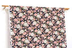 DEADSTOCK - Japanese Fabric Peony Spring - navy blue - 50cm