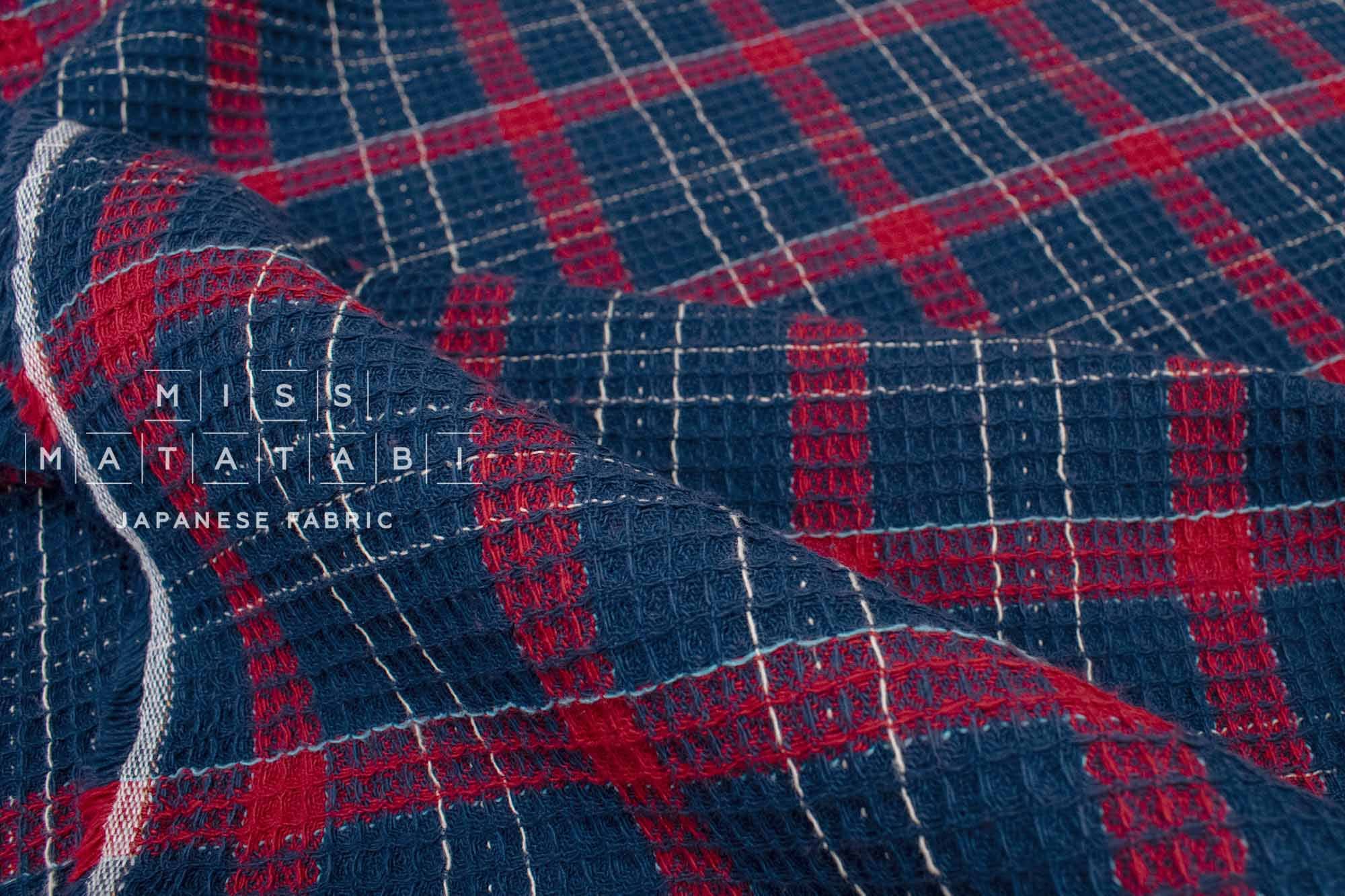 DEADSTOCK - Japanese Fabric Yarn-Dyed Waffle Plaid - 50cm