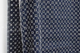 DEADSTOCK - Japanese Fabric Embroidered Eyelet Linen - navy - 50cm