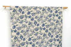 Japanese Fabric Cotton Linen Ripple Drawn Floral - B - 50cm