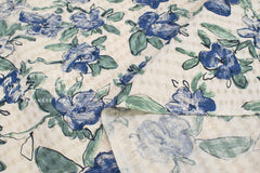 Japanese Fabric Cotton Linen Ripple Drawn Floral - B - 50cm