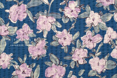 Japanese Fabric Cotton Linen Ripple Drawn Floral - E - 50cm