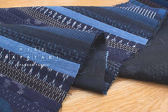 Shokunin Collection Kurume Kasuri Indigo Fabric - patchwork II indigo, blue - 50cm