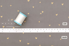 Japanese Fabric Metallic Gold Love Hearts - D - 50cm