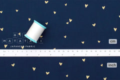 Japanese Fabric Metallic Gold Love Hearts - F - 50cm