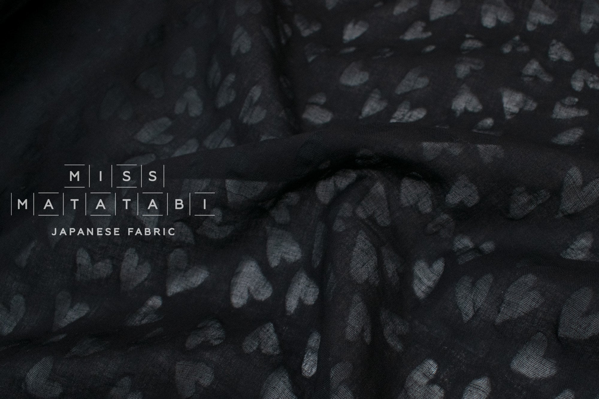 Japanese Fabric Textured Voile - Hearts - B - 50cm