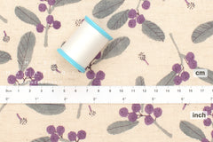 Japanese Fabric Winter Berries Linen Blend - C - 50cm