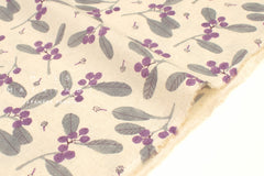 Japanese Fabric Winter Berries Linen Blend - C - 50cm