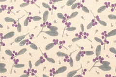 Japanese Fabric Winter Berries Linen Blend - C - 50cm