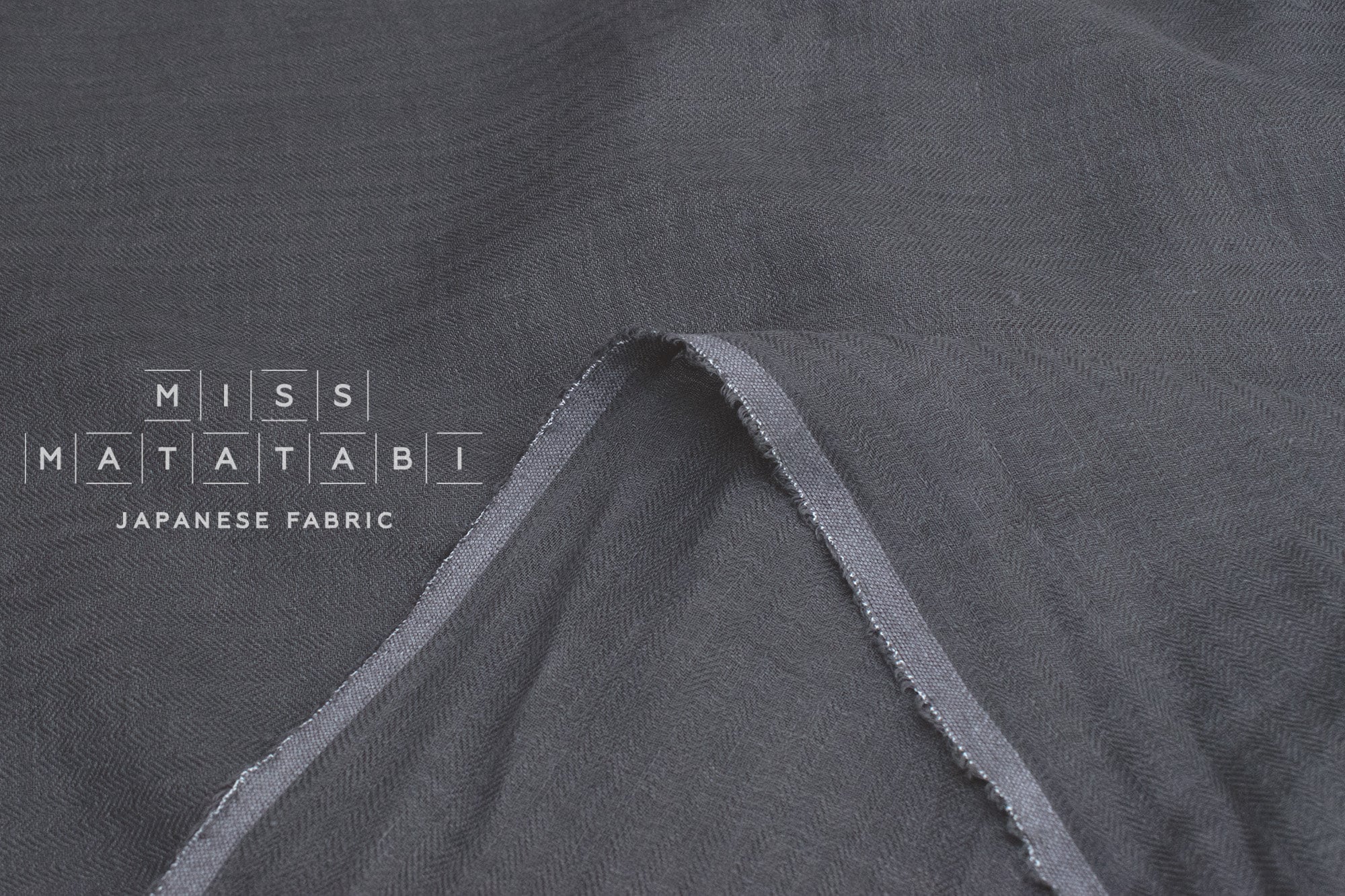 DEADSTOCK Japanese Fabric Washed Herringbone Linen Voile - E - 50cm