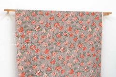 Japanese Fabric Cotton Linen Ripple Drawn Floral - C - 50cm
